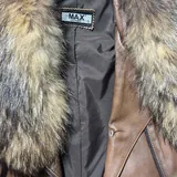 Leather coat with natural fur 1