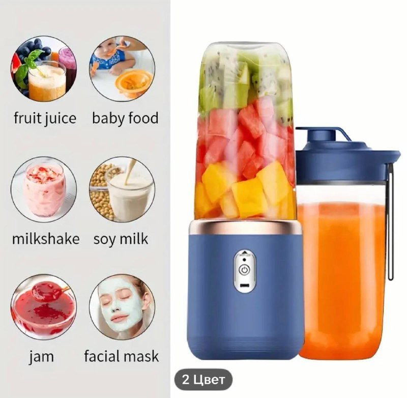 Портативный блендер и соковыжималка 2-в-1, 450 мл 2