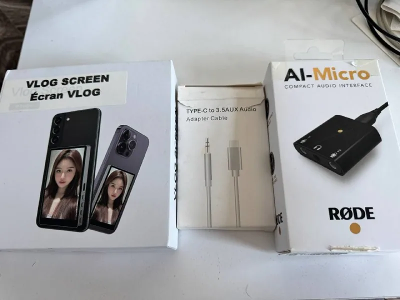 Vlog screen, Type-C to 3.5 AUX cable, AI-Micro