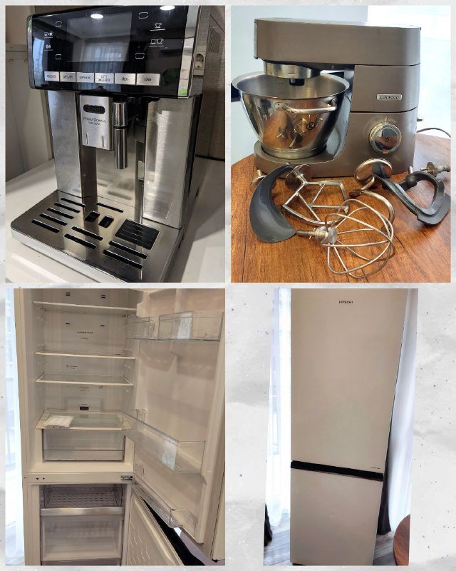 Холодильник Hitachi, миксер Kenwood Chef Titanium, кофемашина DeLonghi PrimaDonna