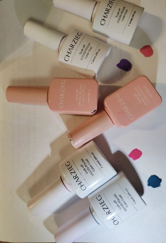 Набор для маникюра с лампой, базой, топом и 4 гель лаками 3