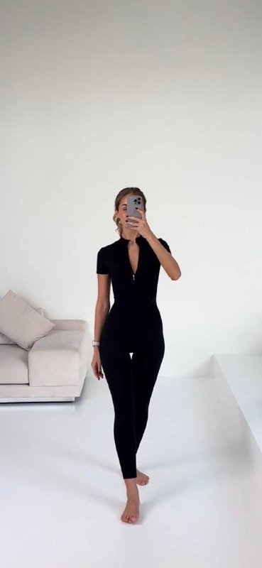 Комбинезон с молнией, лосины черные 5