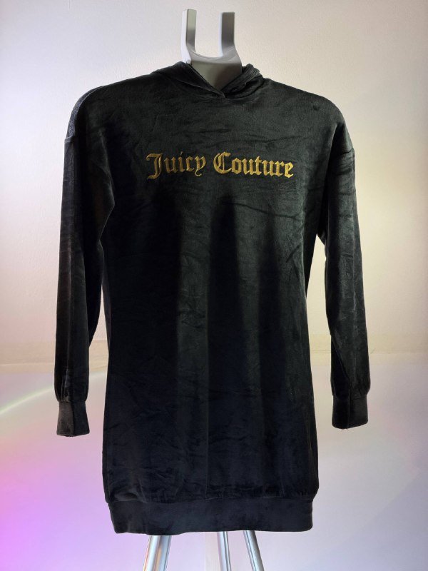 Juicy Couture чёрная велюровая туника худи платье XS-S