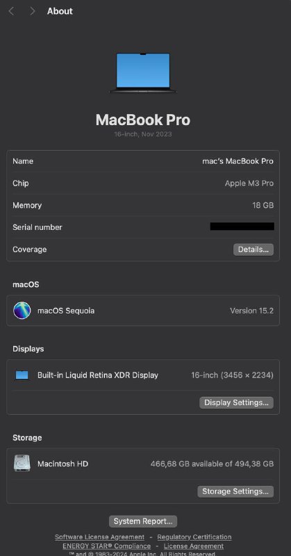 Macbook Pro 16 Inch 2024 M3 Pro 18/512 4