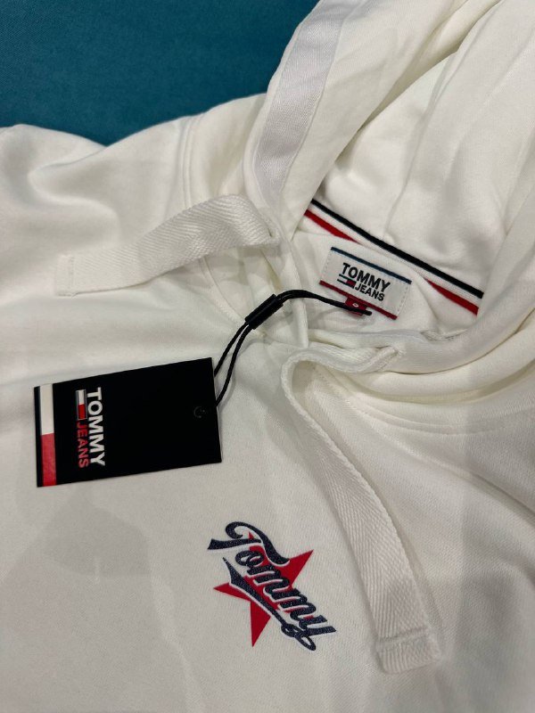 Женская белая толстовка Tommy Jeans с капюшоном размер S 5