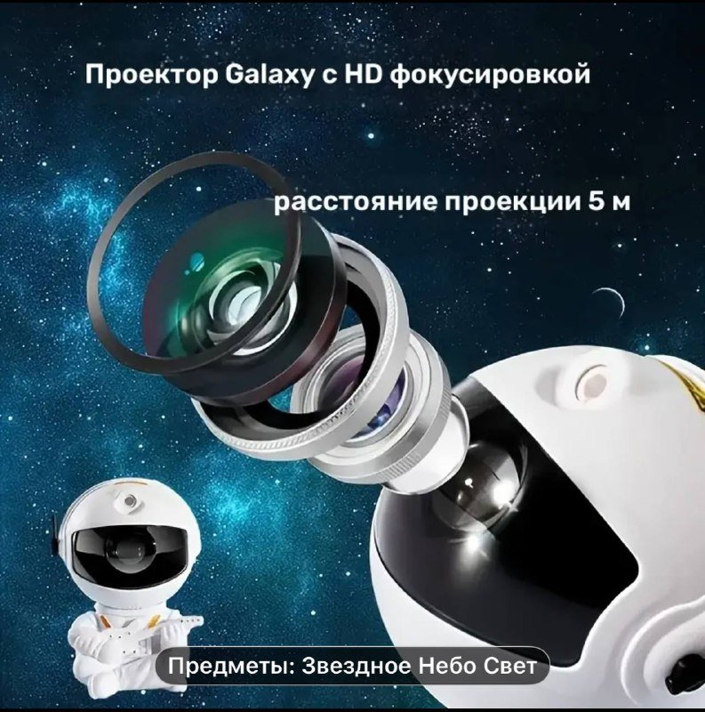 Ночник-проектор астронавт с анимацией звёздного неба 3