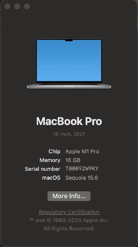 MacBook Pro 16" M1 16GB 512GB 4