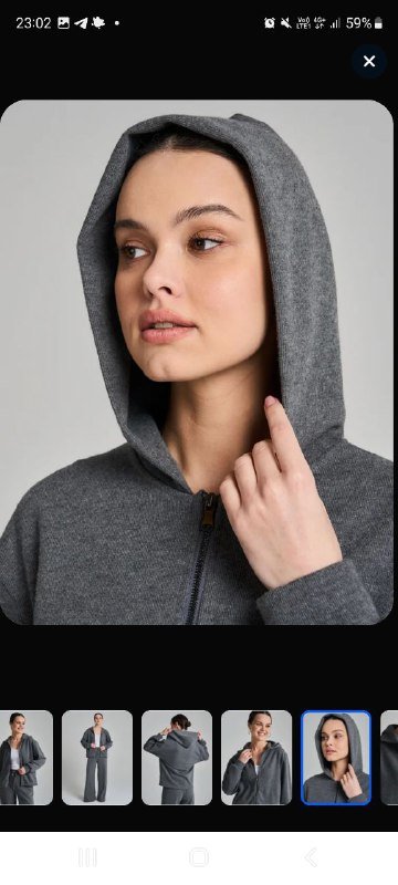 Мягкое теплое худи на молнии серого цвета 4