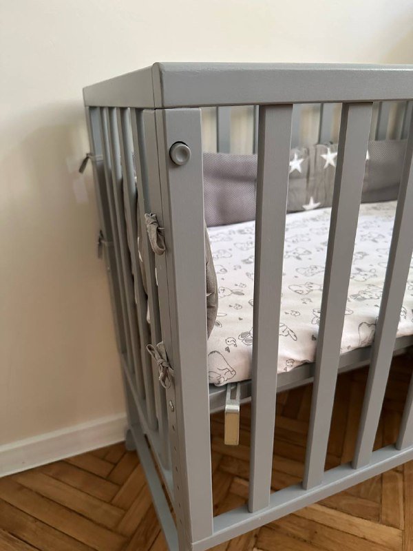 Приставная кроватка до 6 месяцев с матрасом и спальным мешком 5