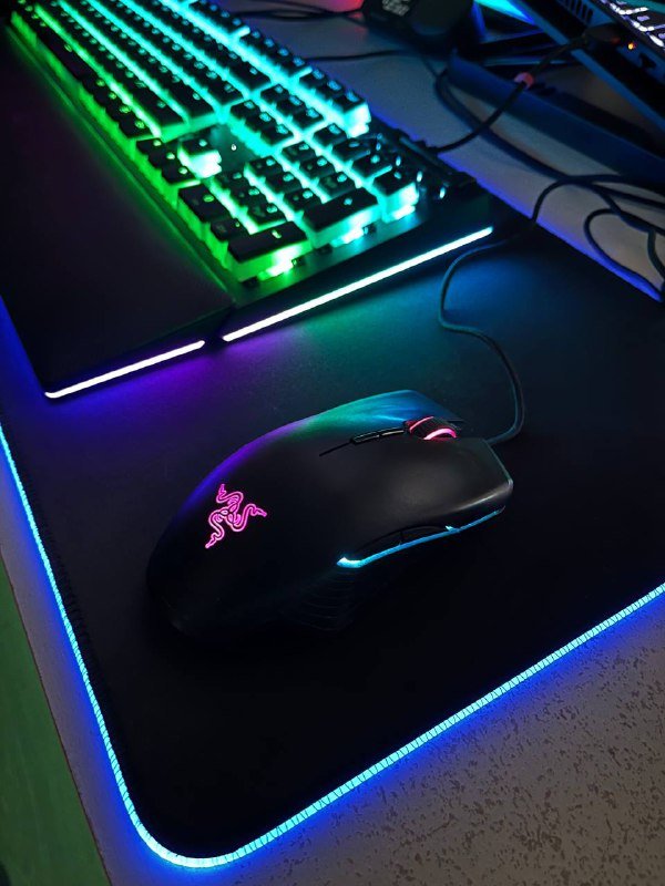 Держатель для телефона, клавиатура Razer BlackWidow Chroma v2, коврик для мышки, мышка 8