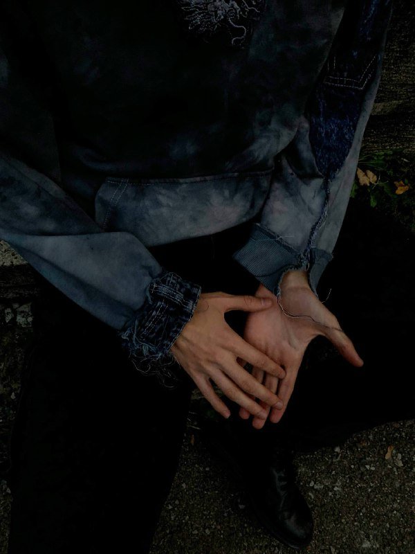 Мужской худи оверсайз с джинсовыми элементами 2