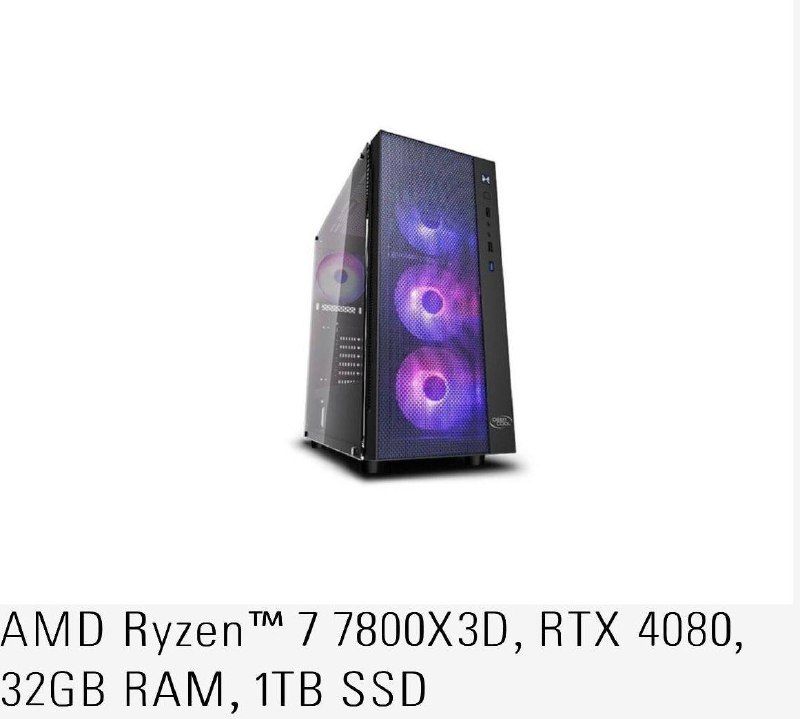 Игровой ПК Ryzen 7 7800X3D, RTX 4080, 32GB RAM, 1TB SSD 3