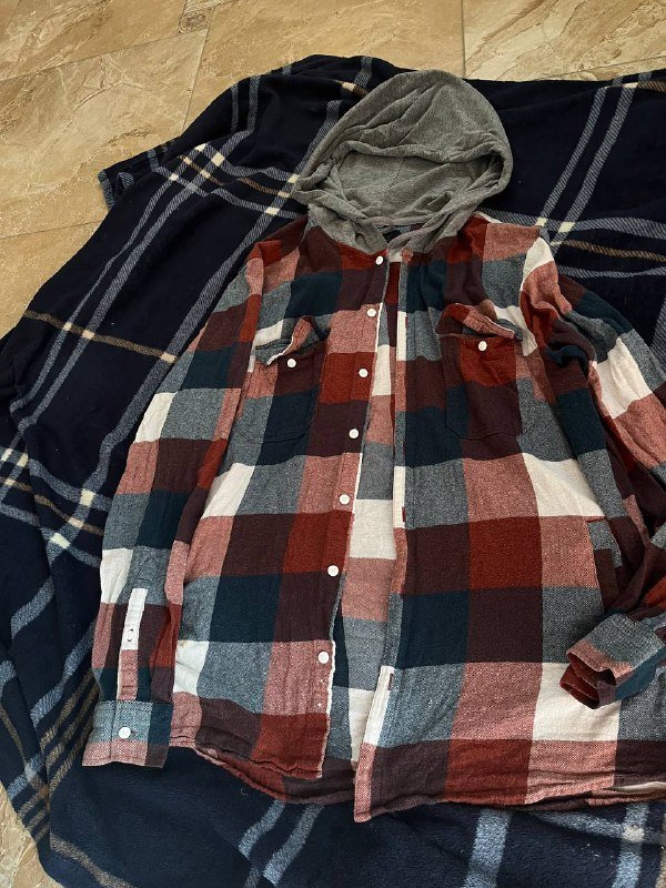 Мужская рубашка с капюшоном в клетку 2