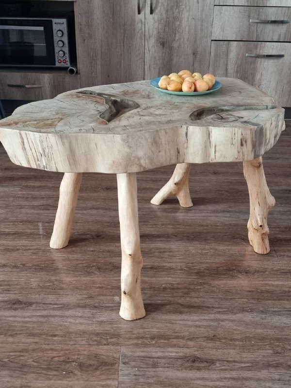 Стол со стеклянными вставками из дерева 90x60 см 4