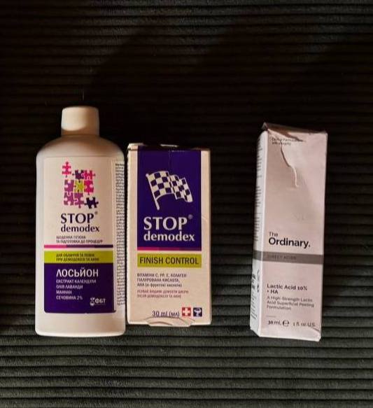 Лосьон Stop Demodex, Крем Finish Control, Сыворотка Lactic Acid 10%
