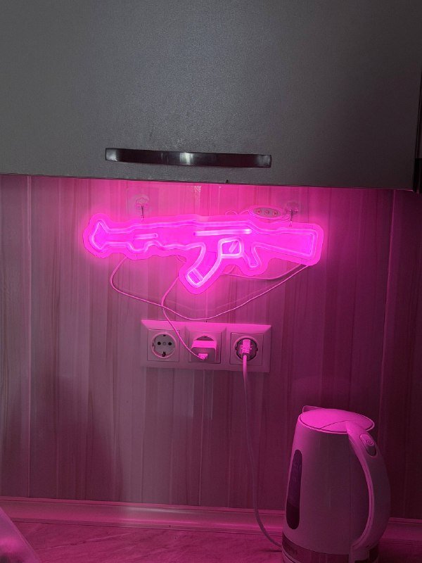 Неоновый декор, неоновая палка, кактус, кактус