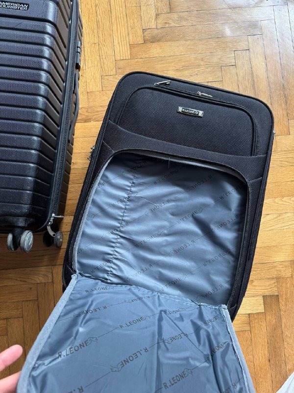 Американский Турист XL и тканевый чемоданы черные 4