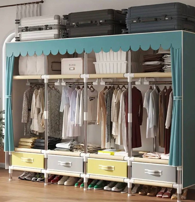 шкаф-гардероб стальной каркас с тканевыми вставками