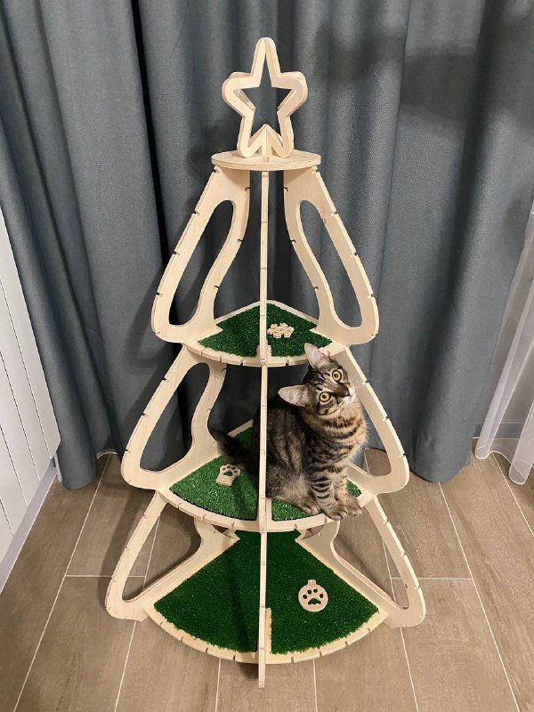 КотоЁлка для кошек 3в1 ёлка, лазалка, полка