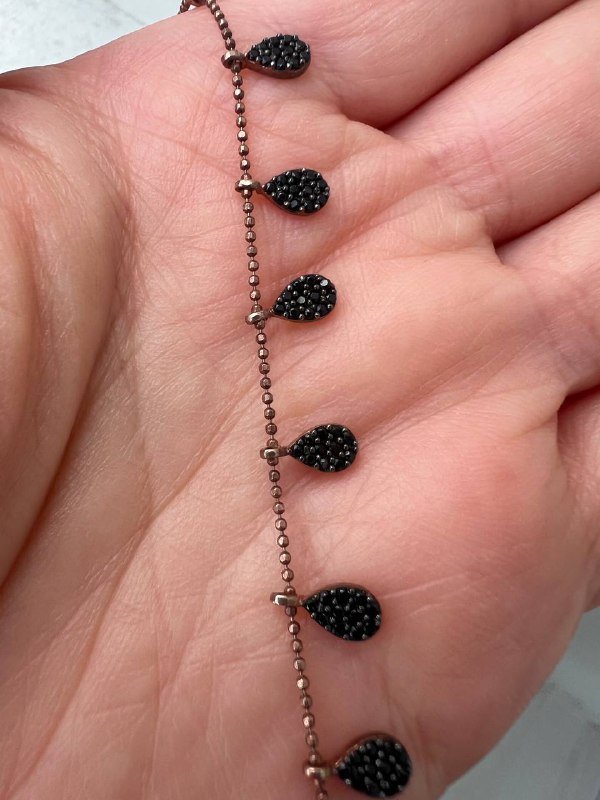 Ожерелье из серебра 925 пробы с черным агатом 2