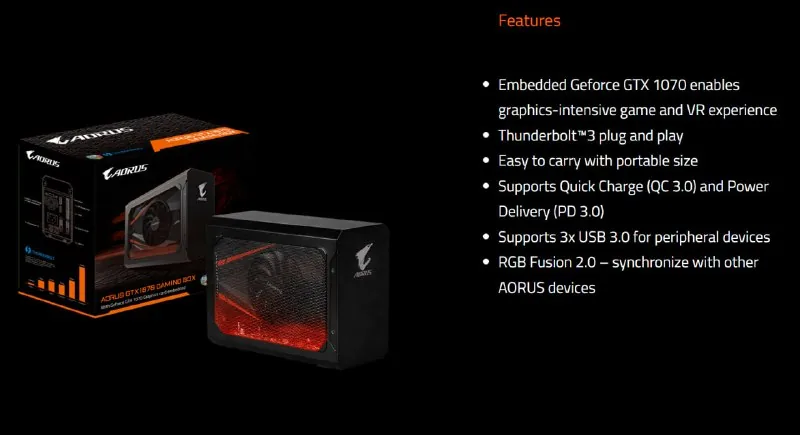 Внешняя видеокарта AORUS GTX 1070 Gaming Box