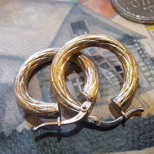 Золотые серьги, жёлтое и белое золото, 2 грамма