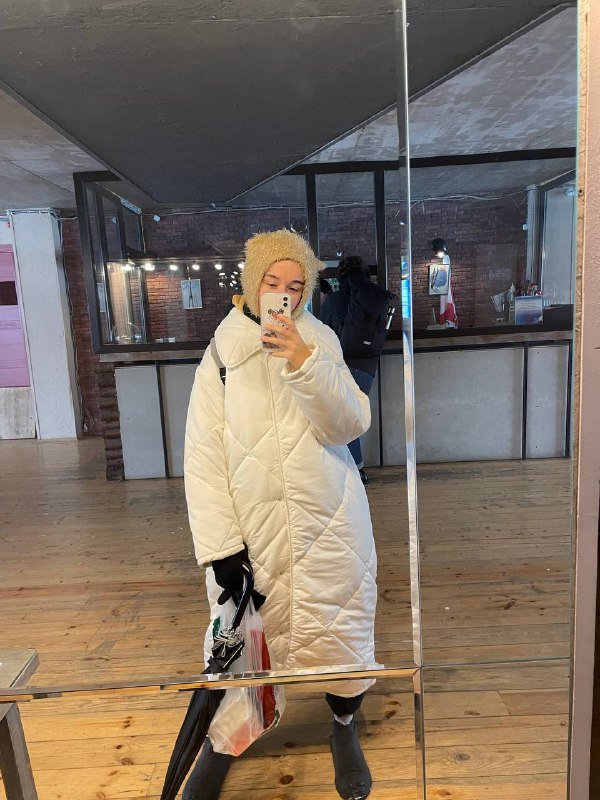 Длинный теплый пуховик размер S-M