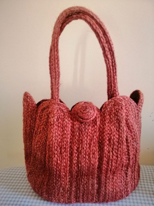 Сумка плетеная марсала