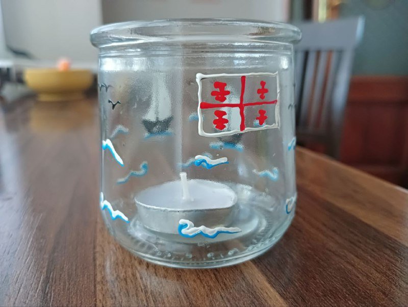 Пара стеклянных подсвечников с авторской росписью 5