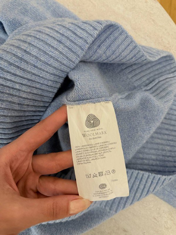 Синий шерстяной свитер C&A lambswool, размер S 4