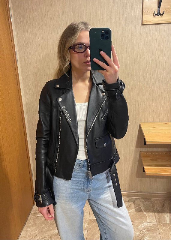 Куртка-косуха Maje из натуральной кожи ягненка, размер S 2