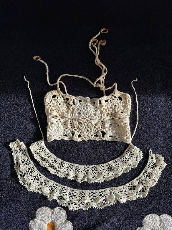 Вязаный пляжный топ и воротнички