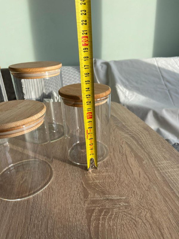 Набор стеклянных баночек для хранения с бамбуковой крышкой 7