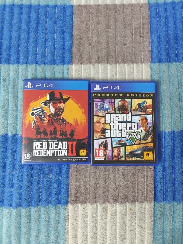 Диски для PlayStation 4 с играми GTA5, Red Dead Redemption 2, Call of Duty Modern Warfare II