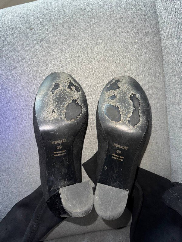 Сапоги ботфорты Hermes из натуральной замши 3