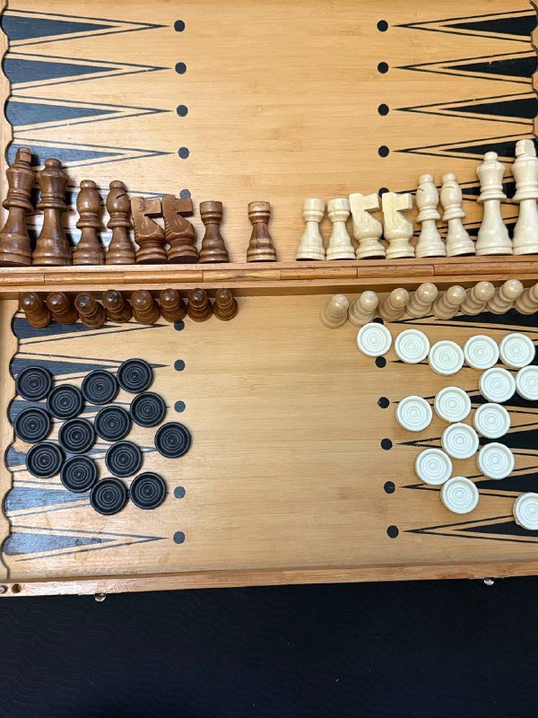 Шахматы комплект с шашками и нардами деревянные