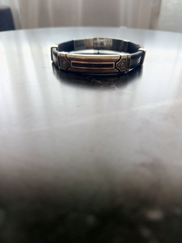 Мужской браслет Zancan из серебра и каучука с золотом 4