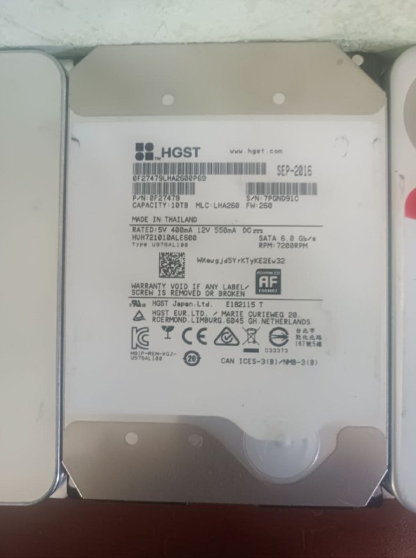 Б/у жесткие диски HDD 6 ТБ, 8 ТБ, 10 ТБ 6