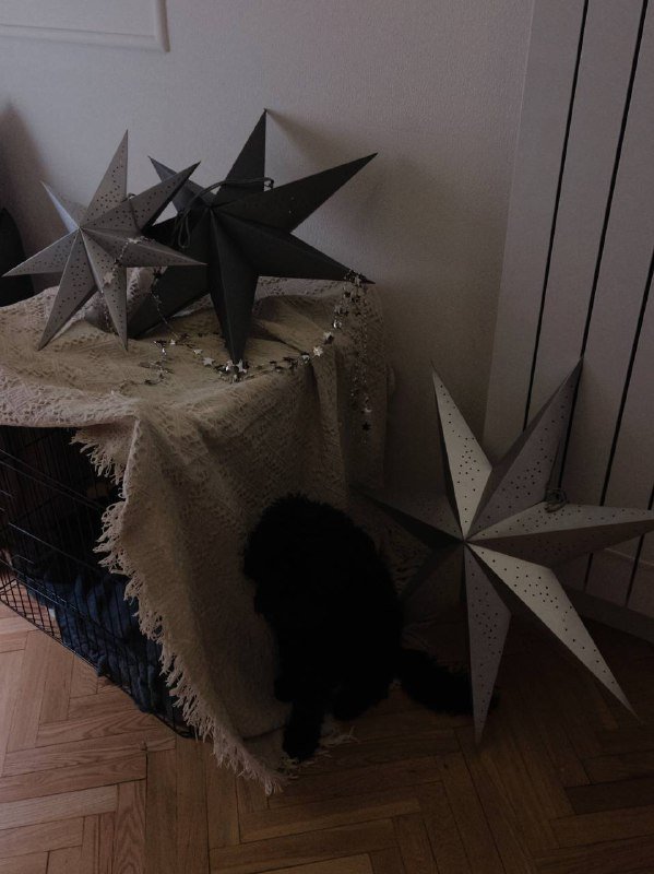 Звёзды для декора, мешочек с лентами, гирлянды новогодние 7