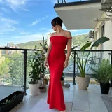 Красное трикотажное платье 4