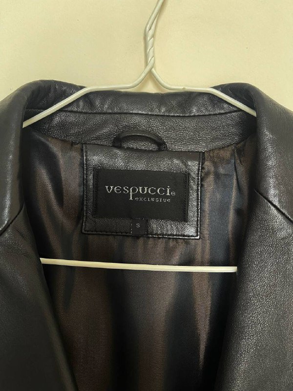 Винтажный кожаный плащ с поясом размер S 2