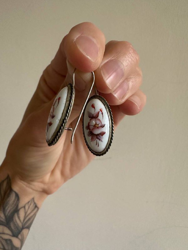 Винтажное кольцо и серьги с финифтью и горячей эмалью 2