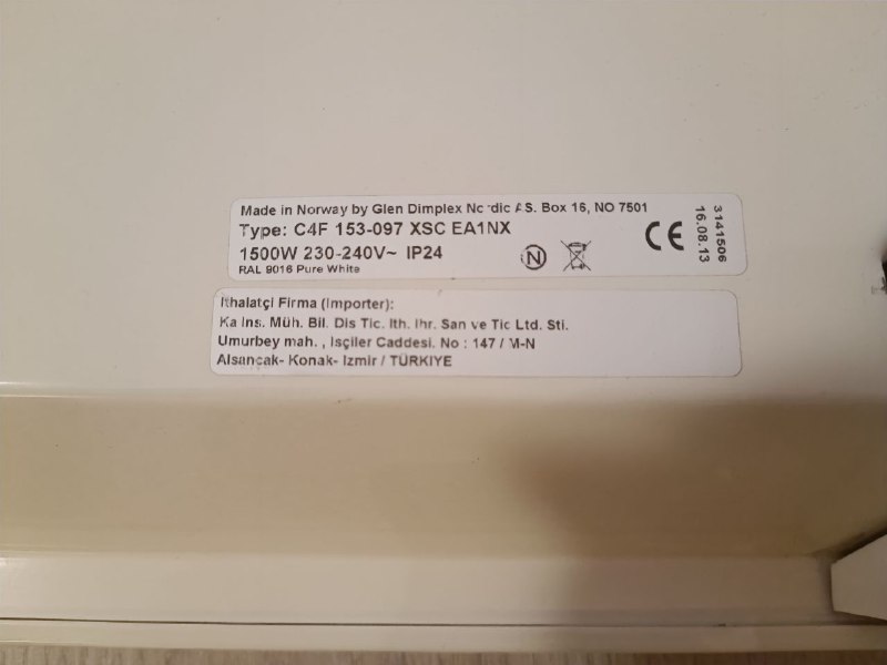 Обогреватель настенный Glen Dimplex Nordic 1500Вт, 2000Вт 3