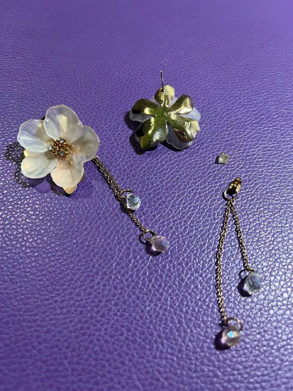 Серьги с цветком и съемными висюльками 3
