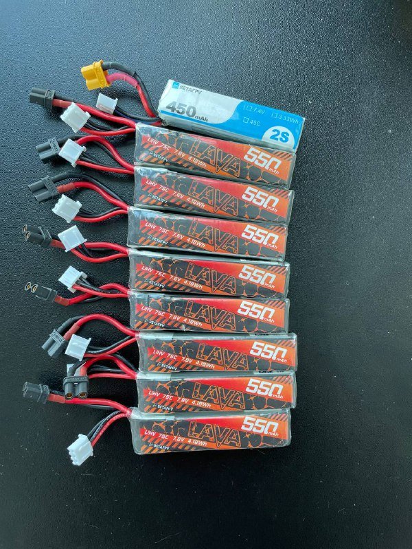 BETAFPV Lava батареи 550mAh 2S, 450mAh 2S, огнеупорный кейс