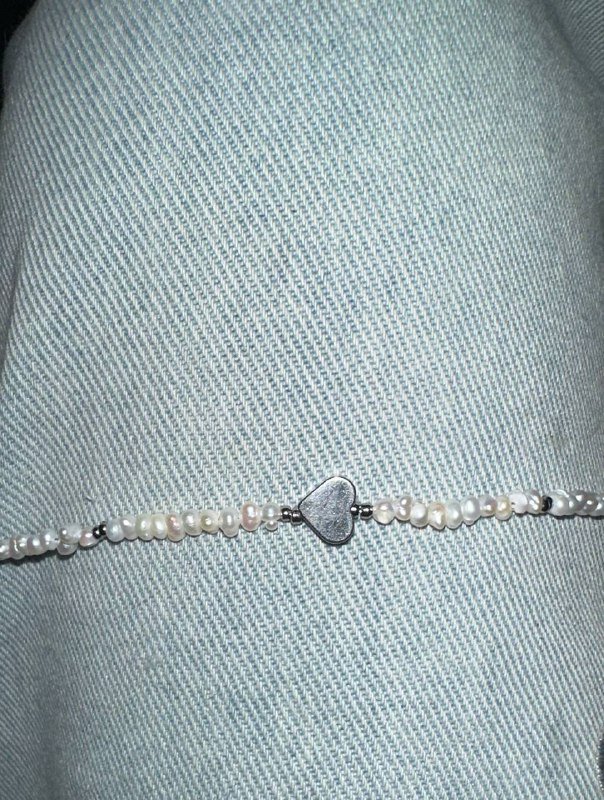 Чокер из барочного жемчуга с сердцами из камней 2