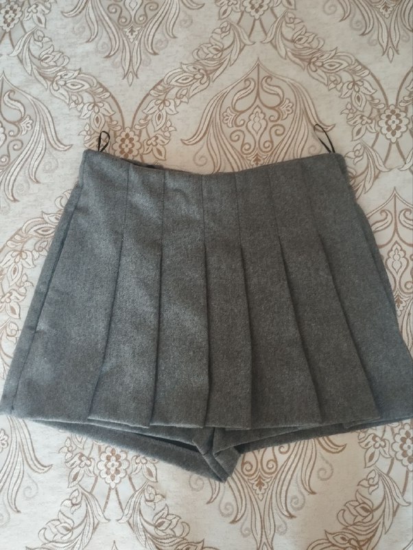 Юбка-шорты женские с карманами шерсть 60% серая 3