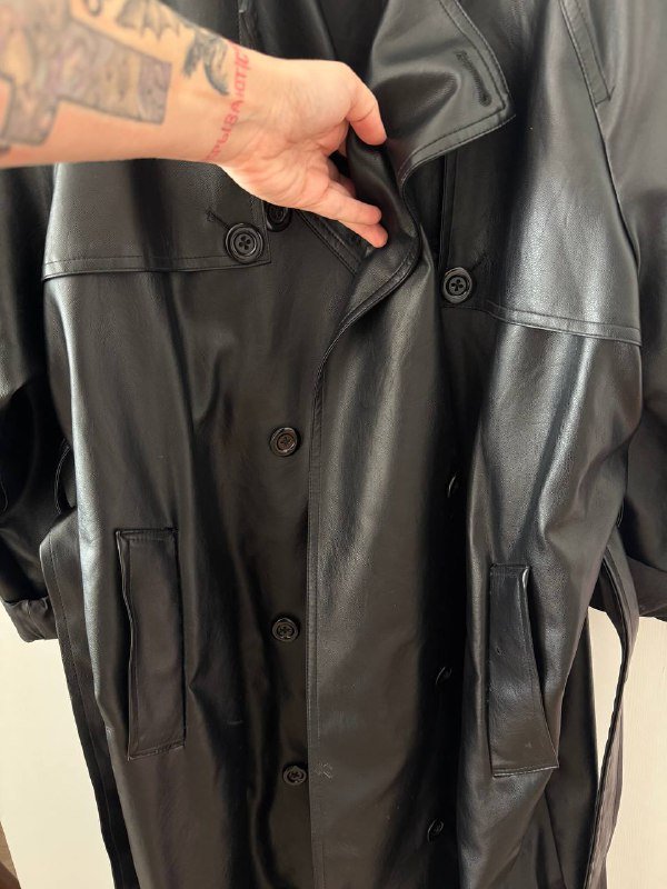 Кожзам тренч женский размер М оверсайз 2