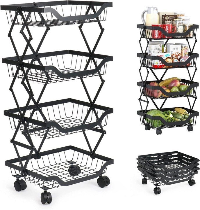 Металлический стеллаж этажерка на колёсах