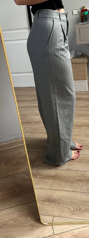 Брюки классические серые в полоску размер М 4